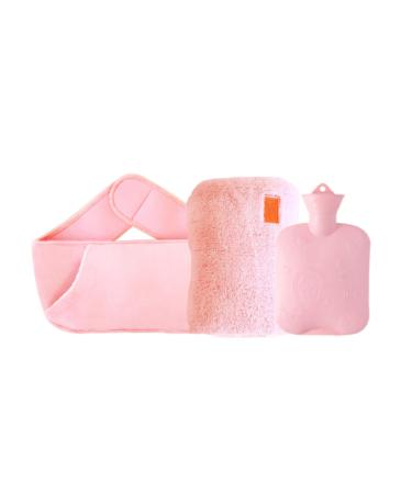 Hot Water Bag, Rubber Hot Water Bottle with Waist Cover Used for Pain Relief for Neck, Shoulders, Legs, Menstrual Cramps, Hand Warmer, 3 Sets of Hot Water Pouch with Soft Plush Waist Belt Cover(Pink)