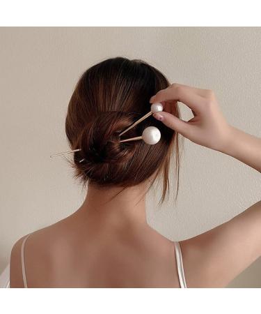3 Pcs Minimalist Pearl Hair Pins | Metal Hair Stick for Women and Girls - Buy Online on GoSupps.com