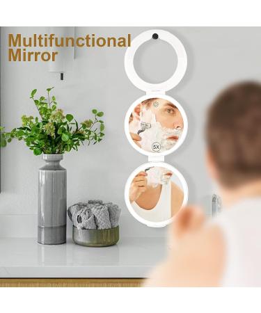 TOUCHFEEL Travel Mirror with Light - Double Sided Folding, 5X Magnifying, Rechargeable LED Vanity Mirror - 3 Color Lights, Adjustable Brightness - Buy Online on GoSupps.com