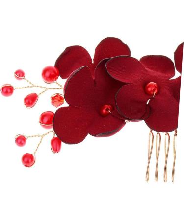 DOITOOL 1pc Barrettes for Women Hair Barrettes for Girls Floral Hair Accessories Hair Accessory for Girls Pearl Hair Barrettes Womens Hair Clips Tiara Hair Comb Korean Red Bride - Buy Online on GoSupps.com