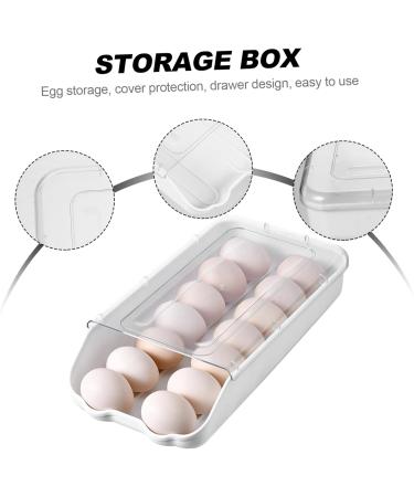 Mikikit 1pc Egg Box Portable Drawers Refrigerator Egg Bin Refrigerator Fresh Container Plastic Eggs Rolling Transparent 33.5X17.5X7.5CM - Buy Online on GoSupps.com