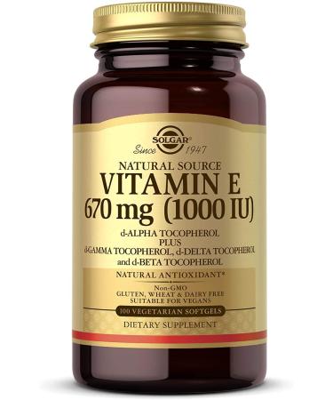 Solgar Naturally Sourced Vitamin E 670 mcg (1000 IU) 100 Vegetarian Softgels - Buy Online on GoSupps.com