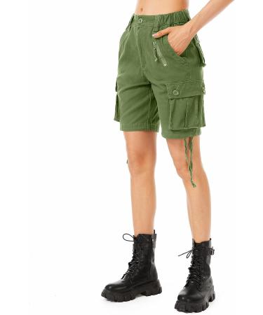Raroauf Women's Cotton Casual Bermuda Cargo Shorts - Green (Size 14) - Buy Online on GoSupps.com