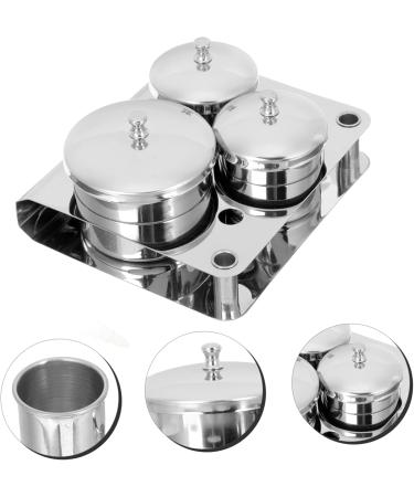 Tovinanna Stainless Steel Cup Container Set with Lid - Manicure Holder Tray & Cleaning Cup - Rustproof Mini Dapping Dish - Buy Online on GoSupps.com