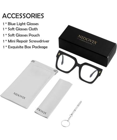 NIDOVIX Oversized Blue Light Glasses for Men & Women | Retro Thick Frame Eyeglasses - 50mm Fashionable Computer Glasses - Buy Online on GoSupps.com