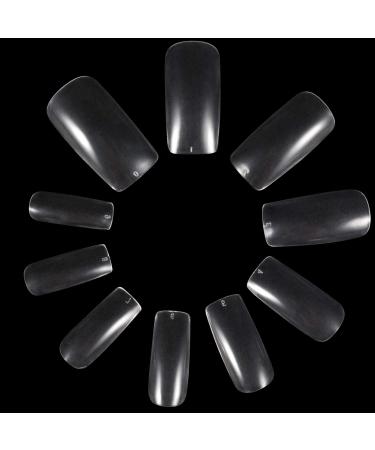 500 Pieces Square False Nails Nail Tips Transparent Artificial Fingernails for DIY Nail Art and Nail Salons 10 Sizes
