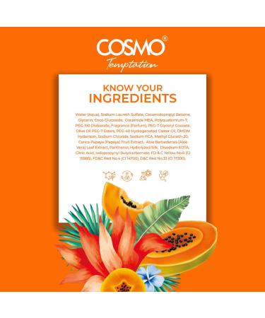 Cosmo Skin Care Temptation Tropical Papaya Shower Gel 1000ml/33.81fl.oz, Gel Douche, Feel Refresh, Skins Exfoliate, Deeply Nourishing, Best Body Wash, Daily Use Shower Gel - Buy Online on GoSupps.com
