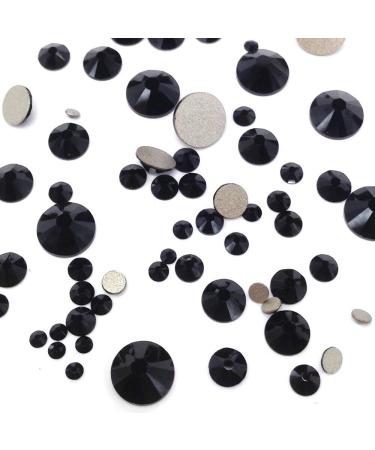 JET (280) black 144 pcs Swarovski 2058/2088 Crystal Flatbacks black rhinestones nail art mixed with Sizes ss5  ss7  ss9  ss12  ss16  ss20  ss30