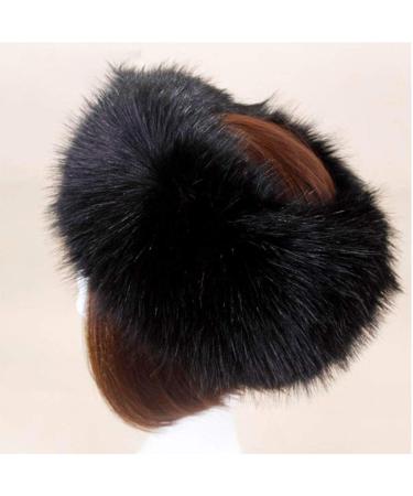 Women's Black Synthetic Fur Headband - Warm & Adjustable Fashion Ear Protector for Outdoor Sports Hiking & Skiing - Buy Online on GoSupps.com