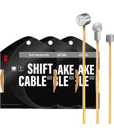 Chooee Bicycle PRO Shift Cable - Ultra Slick Derailleur Cable for Shimano/SRAM Shifter - Gold - 2x2500mm - Buy Online on GoSupps.com