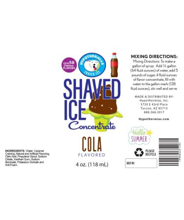 Cola Shaved Ice & Snow Cone Flavor Concentrate - 4 fl oz (Makes 1 Gallon Syrup) - Buy Online on GoSupps.com