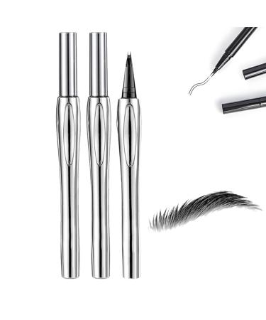 Cooklesa Eyebrow Two-Pronged Eyebrow Pencil Natural Waterproof Eyebrow Pen With Microfine Tip 2024 Upgraded Natural Brows Eyebrow Pen 3D Waterproof Microblading Eyebrow Pen (Black)