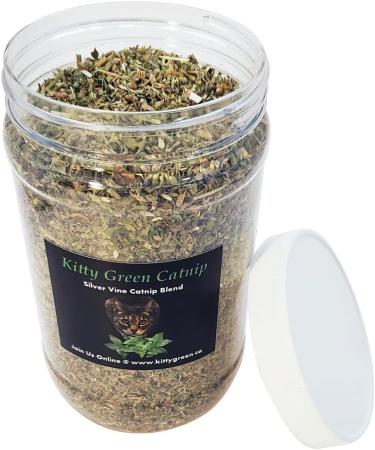 Organic Catnip with Silvervine by Kitty Green - Grown in North America - 2.5 Full OZ's of Nip Contained in a Sturdy Jar - Buy Online on GoSupps.com
