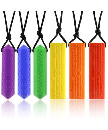 Colon chain for children 6 pieces of sensory silicone block beißring for children with ADHD teeth autism biting needs nails chewing stops causse hose speech therapy for boys and girls (color 2)
