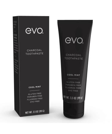 EVO Activated Charcoal Toothpaste  Whitening Toothpaste  Charcoal Toothpaste for Whitening Teeth  Natural Toothpaste  Fluoride-Free Toothpaste - Cool Mint