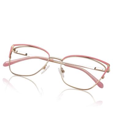 None branded Cat Eye Blue Light Glasses Women Metal Frame Computer Gaming Glasses Non Prescription Fake Glasses