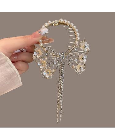 HISYI Hairs Clip Bowknot Tassels Pills Head Ponytail Buckle Rhinestones Hairband Hairs Clip Headdress Accessory for Women and Girls - Buy Online on GoSupps.com