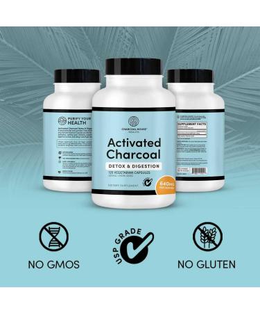 Charcoal House Activated Charcoal Capsules for Adults | Natural Vegan Non-GMO & Gluten Free | USP Charcoal Pills for Stomach Cleanse Healthy Digestion Gas & Nausea | USP Medical Grade | 125 ct. - Buy Online on GoSupps.com