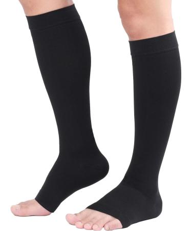 TOFLY Medical Compression Stockings 20-30 mmHg Knee High Socks - Open Toe Black - Size M - Buy Online on GoSupps.com
