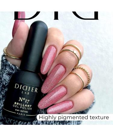 Didier Lab - Premium UV Gel Nail Polish - Brillant No. 17 - Gel Nail Varnish - Nail Art - Long-Lasting High Gloss Wear - Pink Gel Nail Polish - Gel Nails - Glitter Gel Nail Polish - Rich Pigment - Buy Online on GoSupps.com