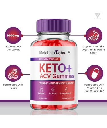 Metabolix Labs Keto ACV Gummies - Advanced Weight Loss Support with 1000MG Apple Cider Vinegar Folate Beet Root & Pomegranate (60 Gummies) - Buy Internationally - Buy Online on GoSupps.com