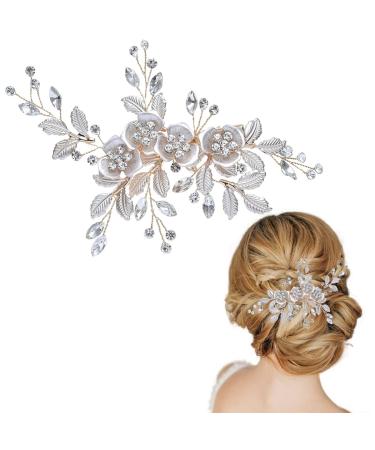Crystal Bridal Hair Comb Bride Wedding Hair Comb Crystal Hair Vine Comb Bridal Hair Pieces Wedding Rhinestone Hair Side Comb Handmade Hair Accessories for Women and Girls Bride Wedding Headpieces