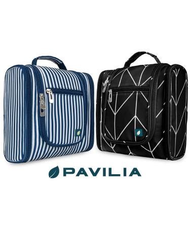 PAVILIA Medium Black Chevron Hanging Toiletry Bag - Travel Organizer for Toiletries, Cosmetics & Makeup - Buy Online on GoSupps.com