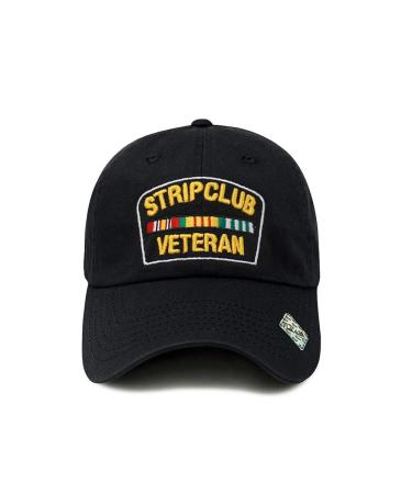 Strip Club Veteran Dad hat Pre Curved Visor Cotton Ball Cap Baseball Cap PC101 Black