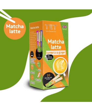 TET Matcha Latte Turmeric & Ginger Green Tea - 10 x 7g Sticks - Buy Online on GoSupps.com