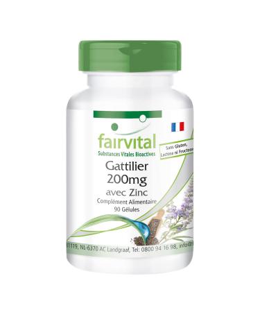 Fairvital | Chaste Tree Extract 200mg - Vitex Agnus Castus + Zinc - Highly Dosed - VEGAN - 90 Capsules - Menopause