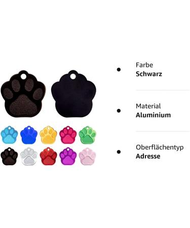 Personalized Dog Paw Pendant for Medium to Large Dogs & Cats - Ibera Gifts Engraving Name Collar & Address Tag (Black) - Buy Online on GoSupps.com