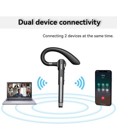 EUQQ Bluetooth Earpiece V5.1 with Noise Canceling Microphone - Hands-Free Wireless Headset for Office & Driving | Compatible with Android/iOS - Buy Online on GoSupps.com