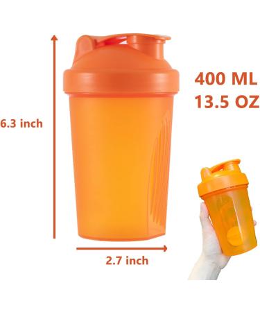 OOTD Protein Shaker Bottle 400ml - Leakproof BPA Free Perfect for Creamy Whey Protein Shakes - Includes Sieve & Scale (2PCs: Blue & Orange) - Buy Online on GoSupps.com