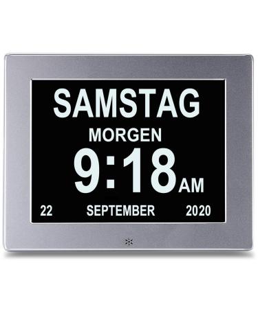 YKALL Digital alarm clock 8 -inch senior clock digital calendar day watch for dementia.