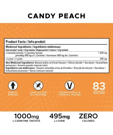 Revolution Nutrition Carnitine Cooler Powder L- Carnitine Tartrate Lean supplement Amino Acid Enhance Endurance Zero Calorie 1000 mg L- Carnitine 945 mg L-Lysine 150g 83 Servings (Candy Peach 0.33 Pound) Candy Peach 0.33 Pound - Buy Online on GoSupps.com