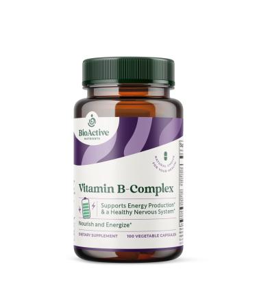 BIOACTIVE NUTRIENTS Vitamin B Complex Dietary Supplement - 100 Vegetable Capsules - for Overall Health