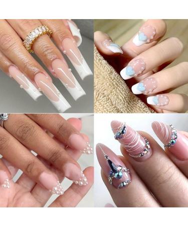 12 Grid Nail Art Rhinestones Rhinestones for Nails Semicircular Pearl Balls Nail Charms Small Stainless Steel Beads Caviar Beads White Flatback Beads for Women Acrylic Nail Decorations Design - Buy Online on GoSupps.com