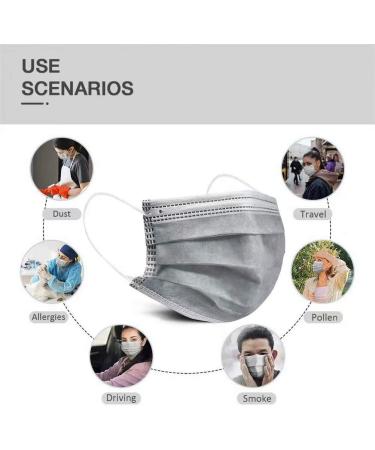 100pcs Gray Disposable Face Masks with Earloops - 3-Ply Mouth Shield - Buy Online on GoSupps.com