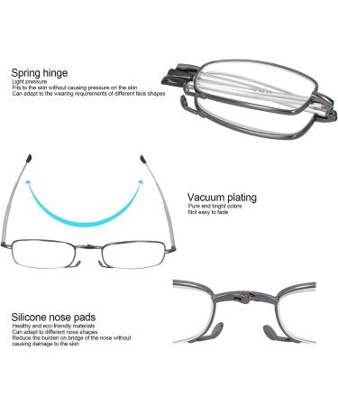 Bezax Foldable Gray Reading Glasses - Blue Light Blocking Presbyopia Eyewear for Men & Women with Portable Storage Box - Stylish & Comfortable (+250) - Buy Online on GoSupps.com