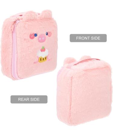Healvian Plush Period Tampon Pouch & Makeup Bag - Pink Cartoon Coin Purse for Girls & Women - Buy Online on GoSupps.com