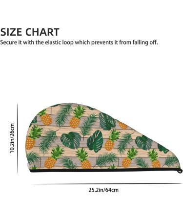 Hair Towel Wrap - Quick Dry Towel Turban with Button | Pineapples Palm Leaves Design - Perfect for All Hair Types - Buy Online on GoSupps.com