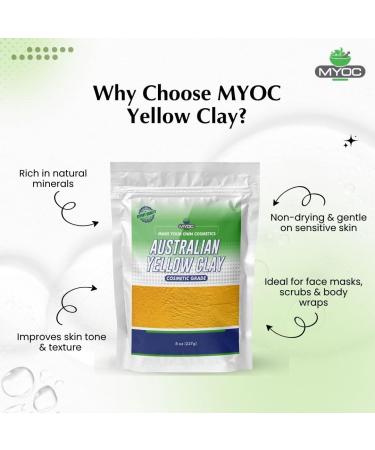 Myoc Australian Yellow Tint Natural Facial Mask Tone in Cosmetic Grade for DIY Skin Care Hair Masks Soap and Detox Recipes 227 g - Buy Online on GoSupps.com