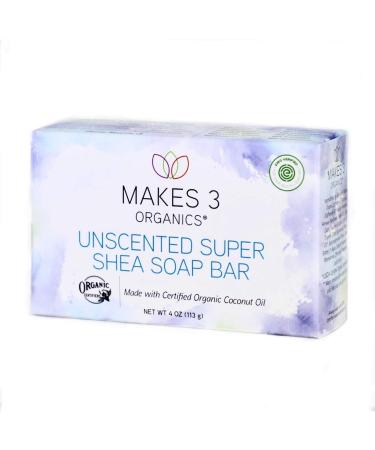Organic Soap Bar Unscented Super Shea 4 Ounce