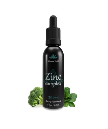 Balanced Health Zinc Complex - 30 Servings 2oz Peppermint Flavor Vegan Liquid Ionic Zinc Sulfate Drops Plus Trace Minerals for Daily Immune System Support