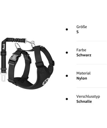 Slowton Dog Harness with Seat Belt for Car - Breathable Safety Harness for Puppies & Dogs (Black S) - Perfect for Everyday Sports & Travel - Buy Online on GoSupps.com