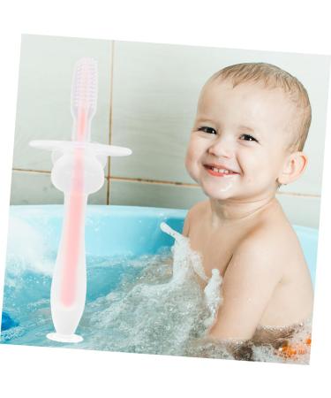 Frcolor 4-Piece Toddler Toothbrush Set - Silicone Baby Training Brushes with Suction Cup & Lid - Infant Toothbrushes in Pink for Newborns - Buy Online on GoSupps.com