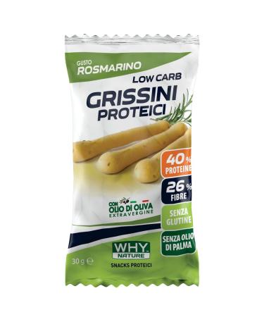 WHY NATURE WHY NATURE LOW CARB PROTEIN GRISSINI - Gluten-Free Protein Snack - Protein Snack - Rosemary Flavor - 30g