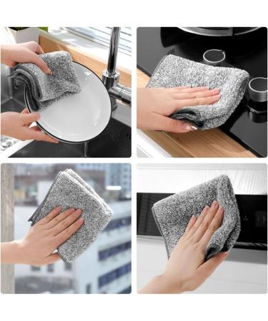 Dishcloth Bamboo Fiber Dish Towel Household Cleaning Cloths Rags Dishcloths 25*25cm_10pcs - Buy Online on GoSupps.com