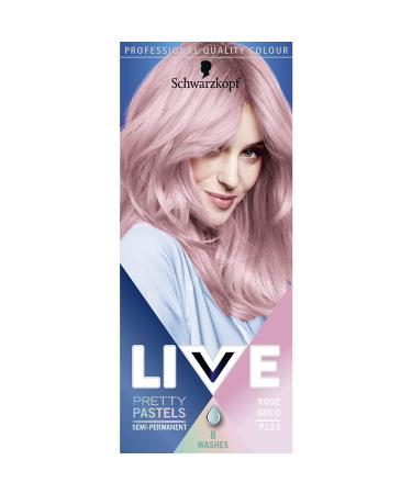 Schwarzkopf LIVE Pretty Pastels Semi-permanent Pink Hair Dye Lasts Up To 8 Washes Rose Gold P123 Rose Gold 1 Count (Pack of 1) Semi-Permanent