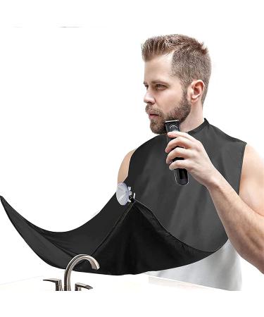 Gifts for Dad/Men from Daughter Son,Beard Bib Apron Beard Catcher,with 4 Suction Cups Gifts for Grandpa/Him,Fathers day/Birthday/Valentines day/Christmas Stocking Stuffers-Black